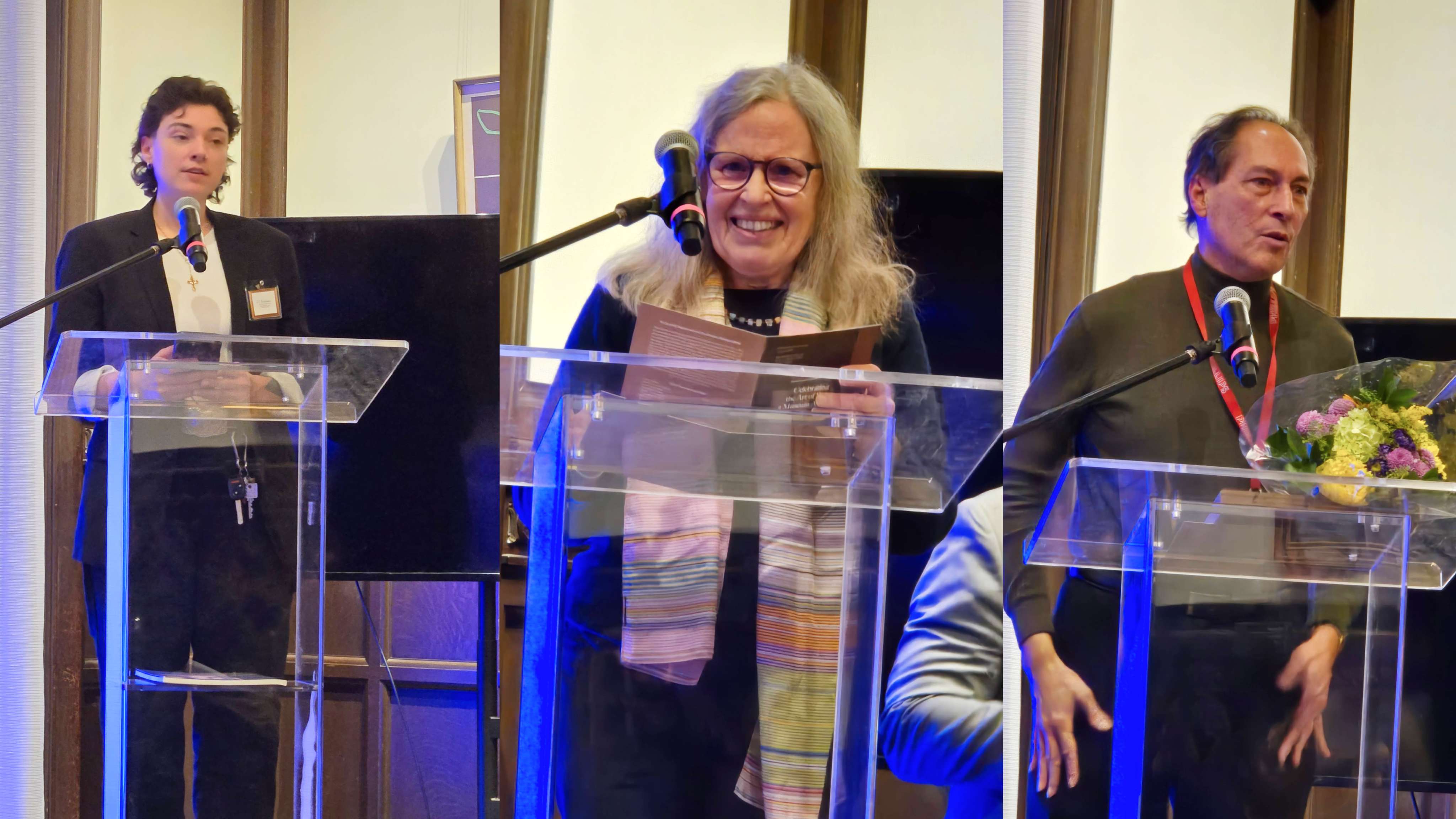 Collage of 3 photos of people giving remarks at the 2025 MA Celebration Event